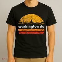 Vintage Washington DC City Skyline Retro Sunset Weathered T-Shirt thumb 3
