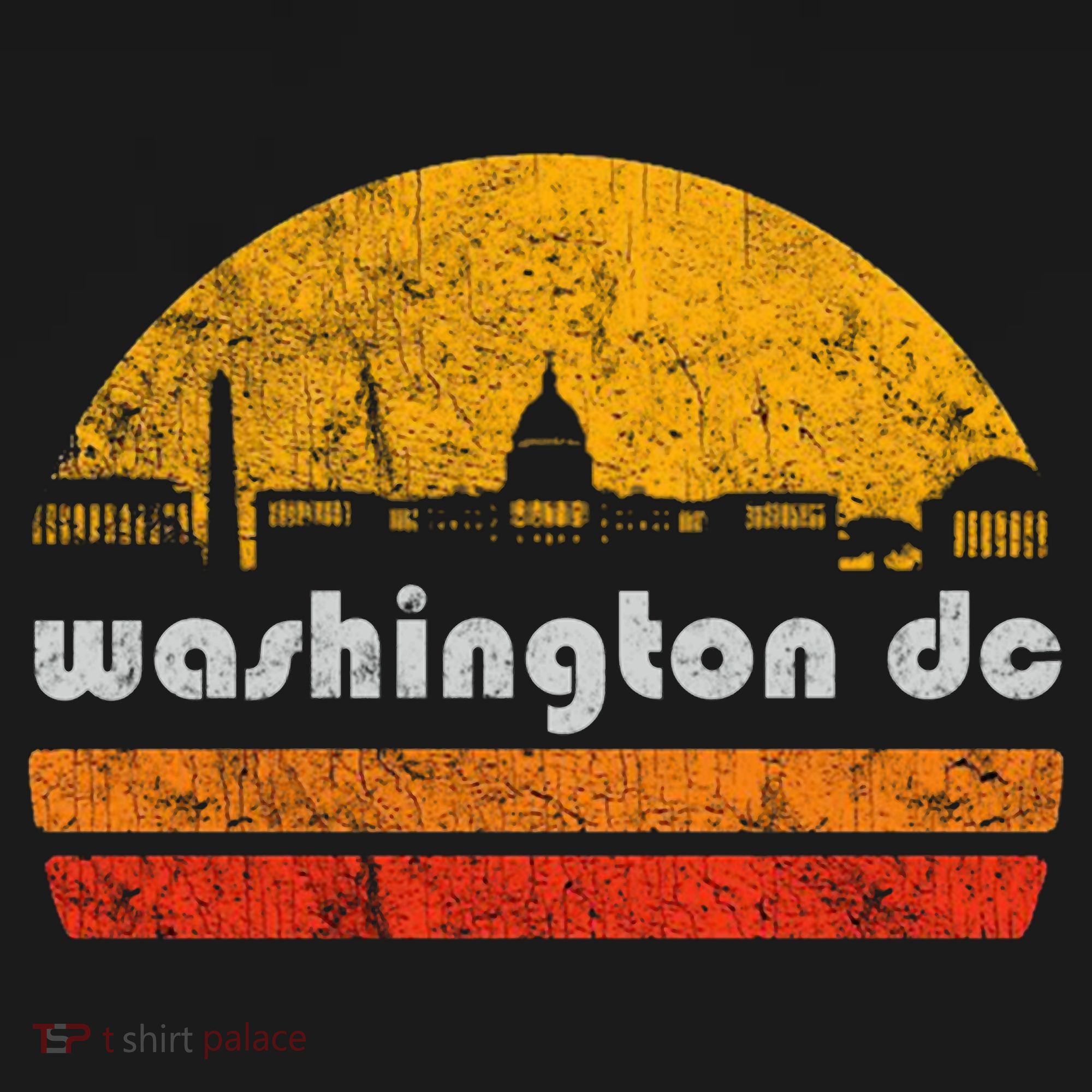 Vintage Washington DC City Skyline Retro Sunset Weathered T-Shirt