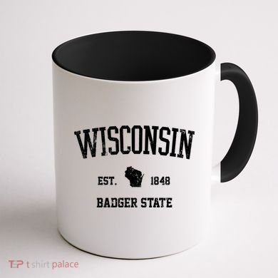 Vintage Wisconsin Est 1849 Badger State Coffee Mug back