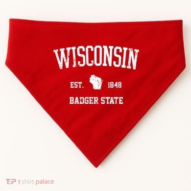 Vintage Wisconsin Est 1849 Badger State USA-Made Doggie Bandana
