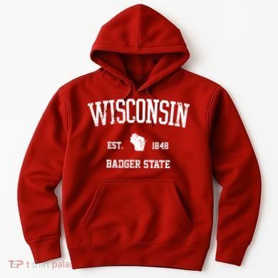 Vintage Wisconsin Est 1849 Badger State Hoodie