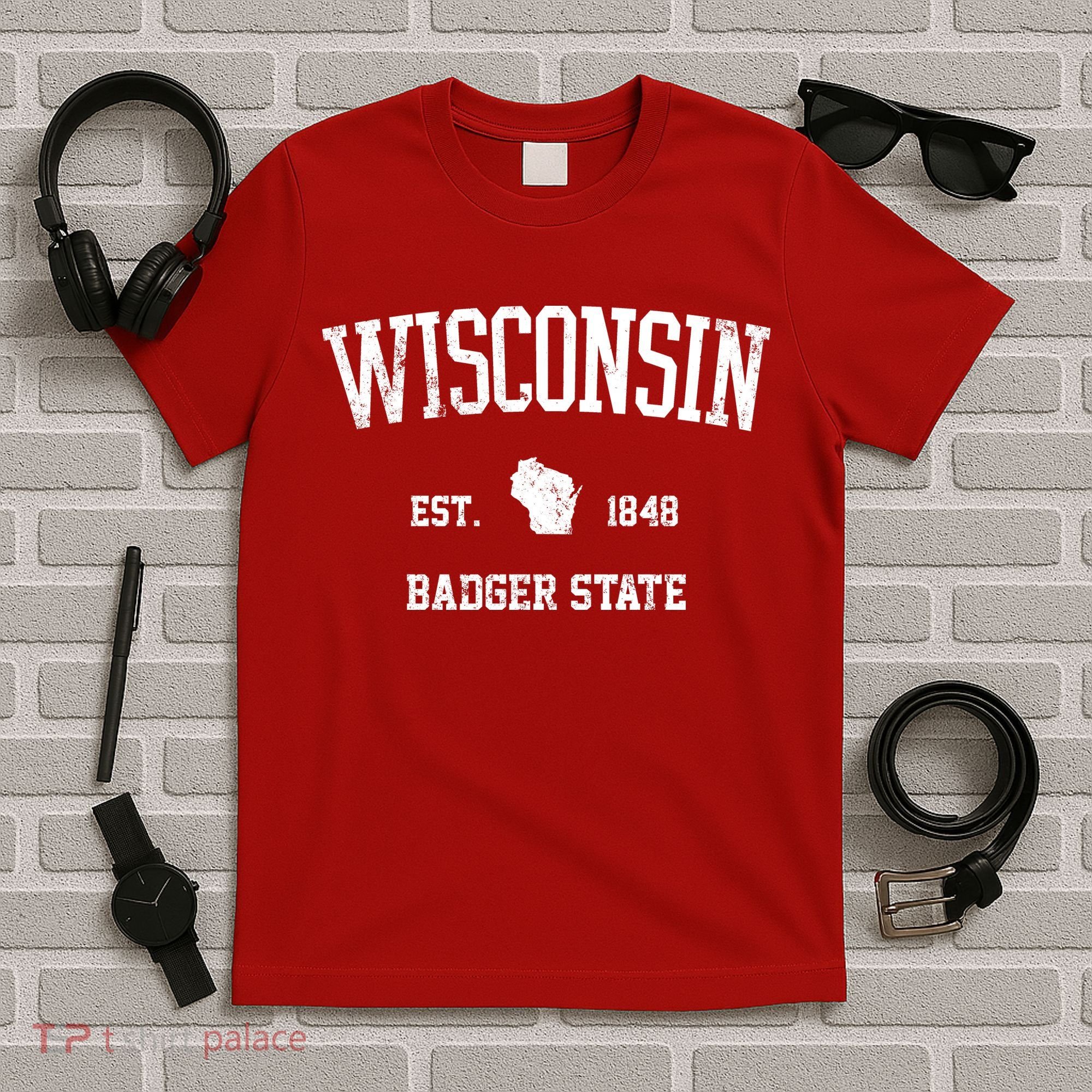 Vintage Wisconsin Est 1849 Badger State T-Shirt