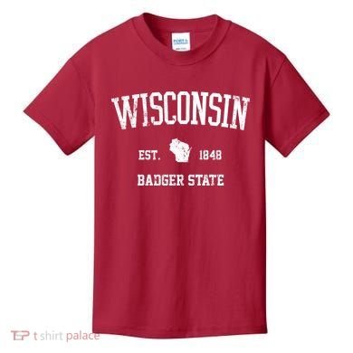 Vintage Wisconsin Est 1849 Badger State Kids T-Shirt
