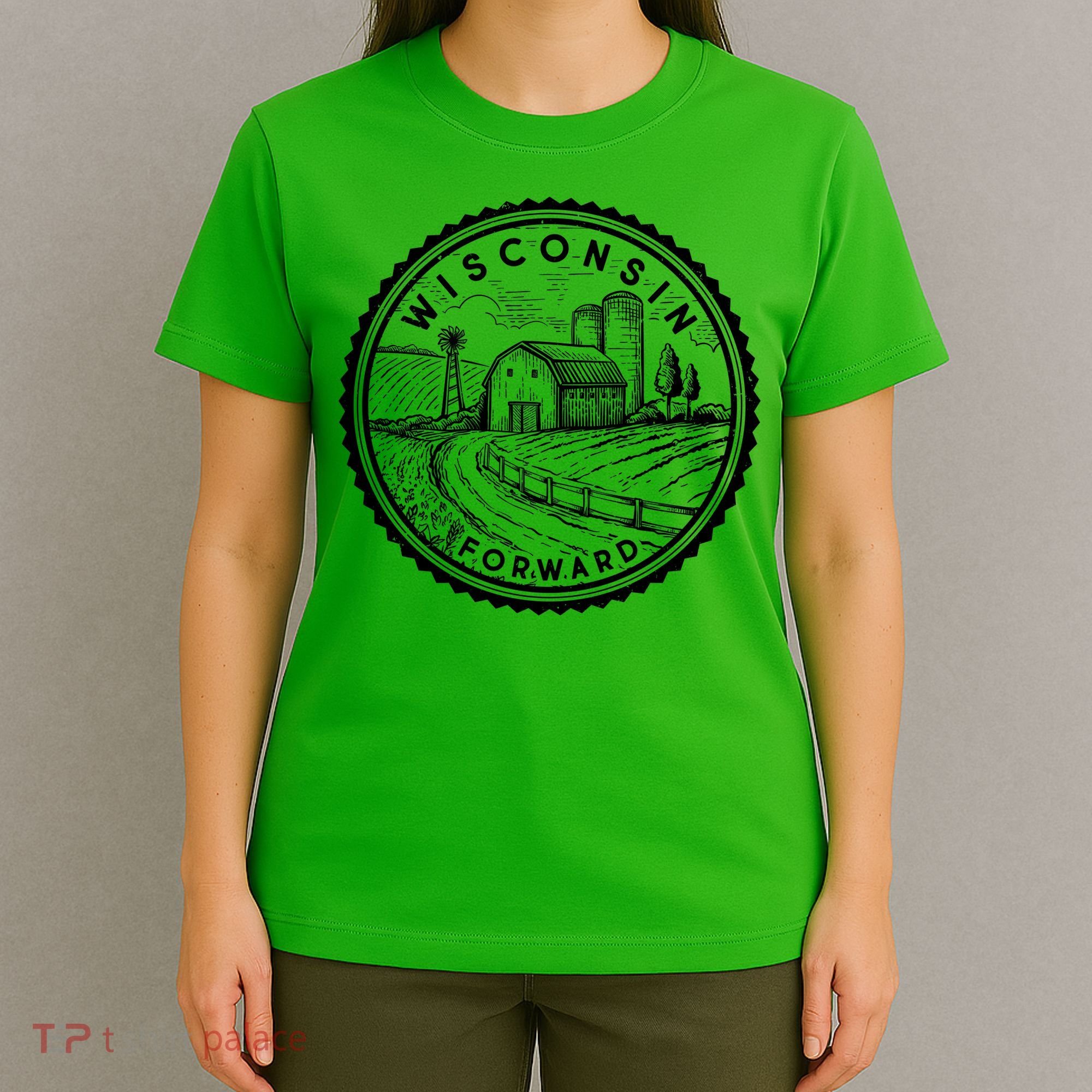 Vintage Wisconsin Forward Farmland Emblem Seal T-Shirt