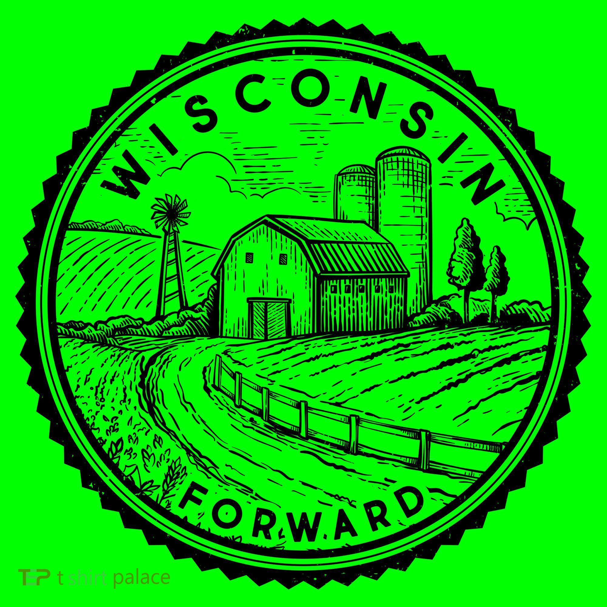 Vintage Wisconsin Forward Farmland Emblem Seal T-Shirt