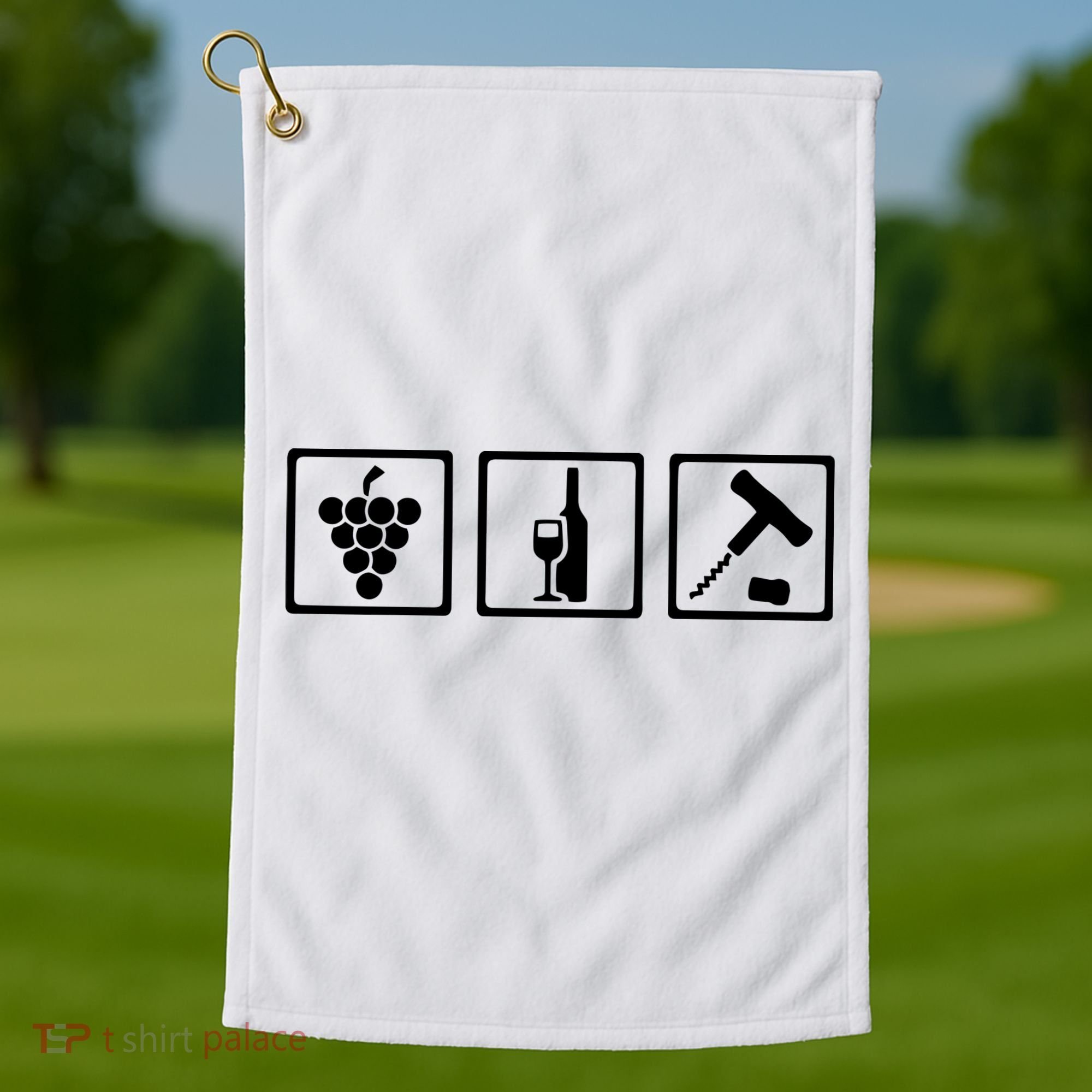 Vintner Wine Grapes Corkscrewv Golf Towel