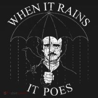 Vintage When It Rains It Poes Funny Edgar Allan Poe T-Shirt thumb 7