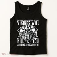 Vikings Will Kill You And Sing Songs About It Funny Viking Tank Top thumb 2