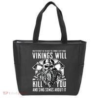 Vikings Will Kill You And Sing Songs About It Funny Viking Tote Bag thumb 0