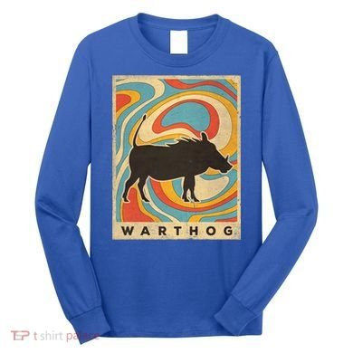 Vintage Warthog Lover Animal Retro Style Funny Gift Long Sleeve Shirt