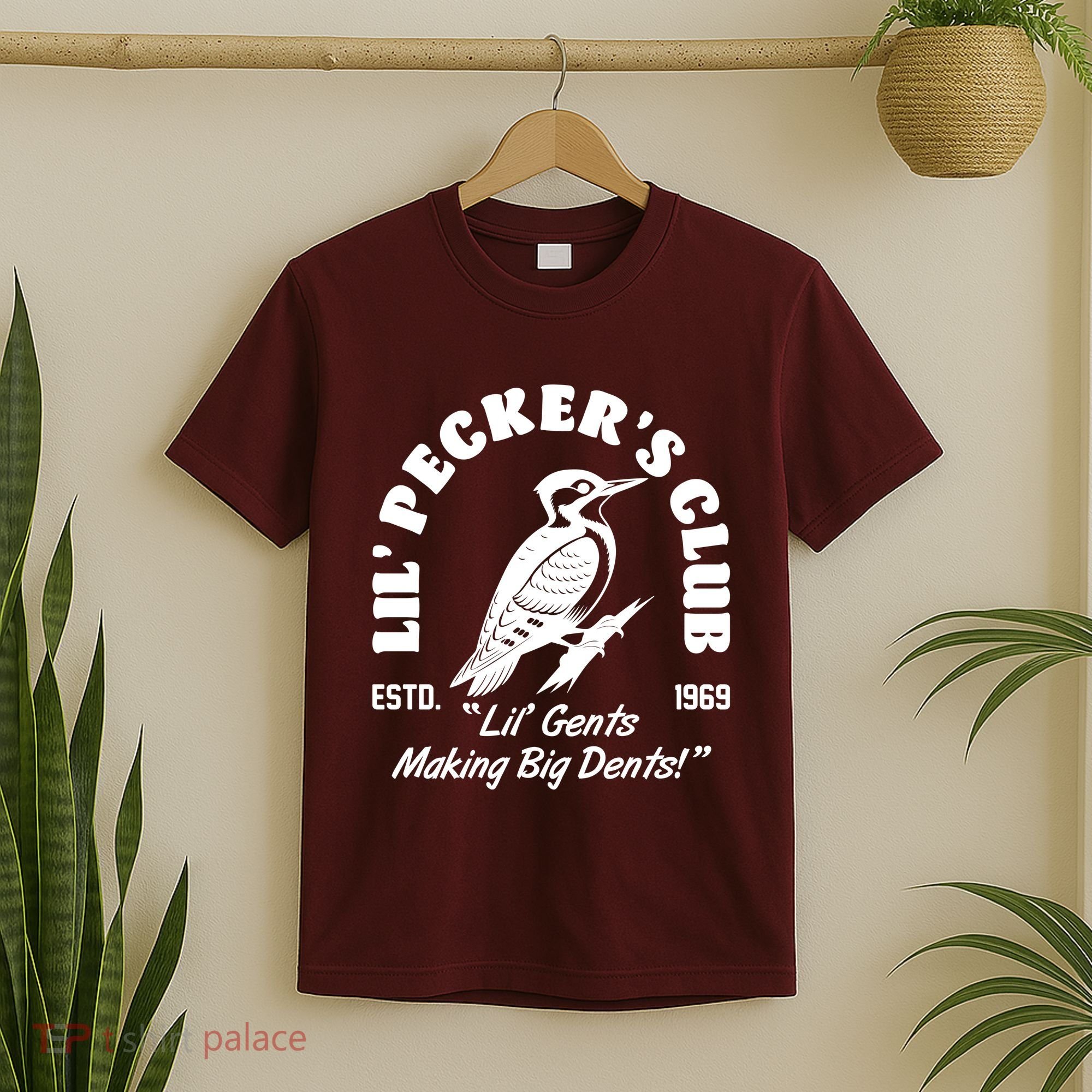 Vintage Woodpecker Lil Peckers Club Estd 1969 Lil Gents Making Big Dents T-Shirt