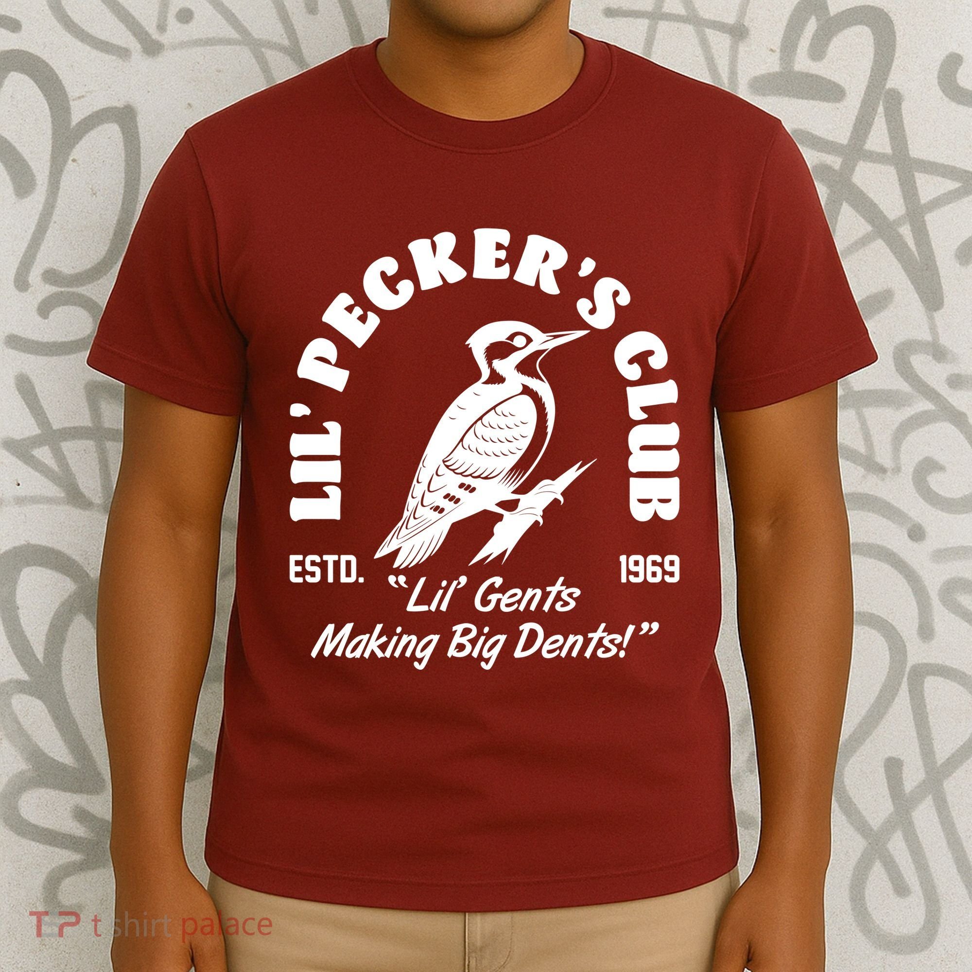 Vintage Woodpecker Lil Peckers Club Estd 1969 Lil Gents Making Big Dents T-Shirt