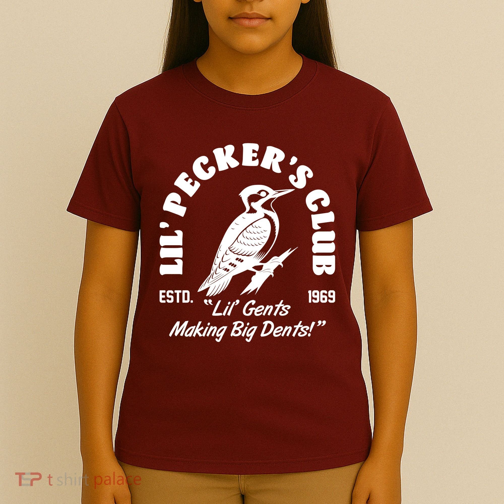 Vintage Woodpecker Lil Peckers Club Estd 1969 Lil Gents Making Big Dents T-Shirt