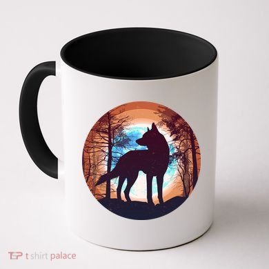 Vintage Wolf Moon Forest Coffee Mug