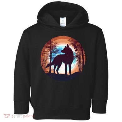 Vintage Wolf Moon Forest Toddler Hoodie