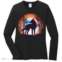 Vintage Wolf Moon Forest Women's Long Sleeve Shirt thumb 0