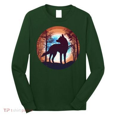 Vintage Wolf Moon Forest Long Sleeve Shirt