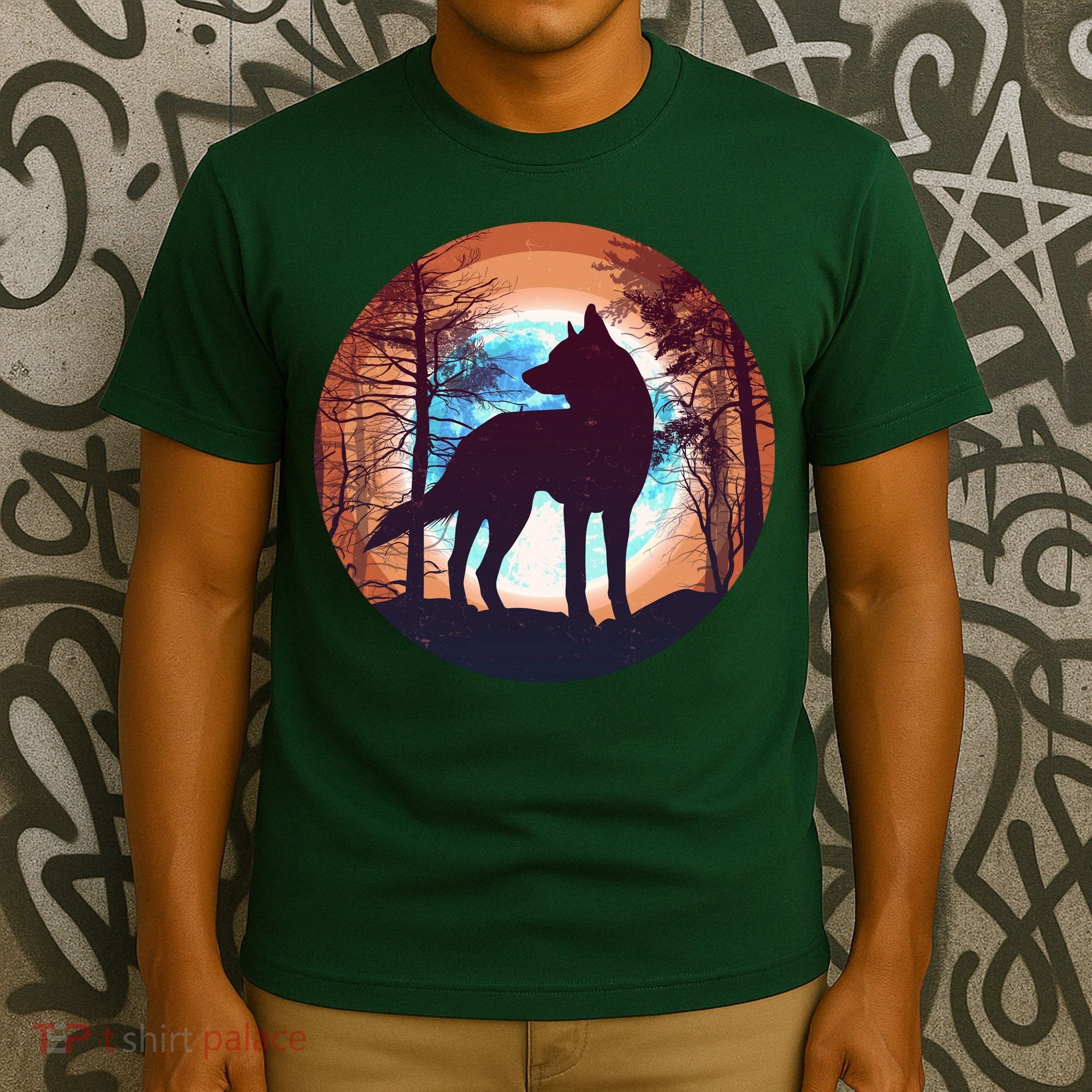 Vintage Wolf Moon Forest T-Shirt
