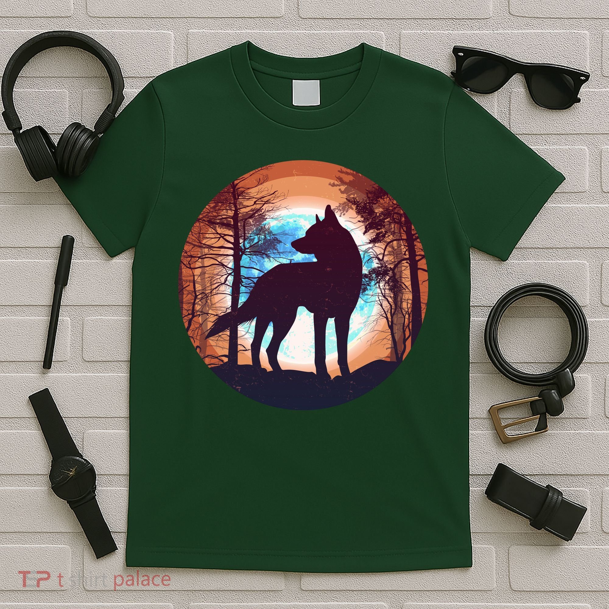 Vintage Wolf Moon Forest T-Shirt