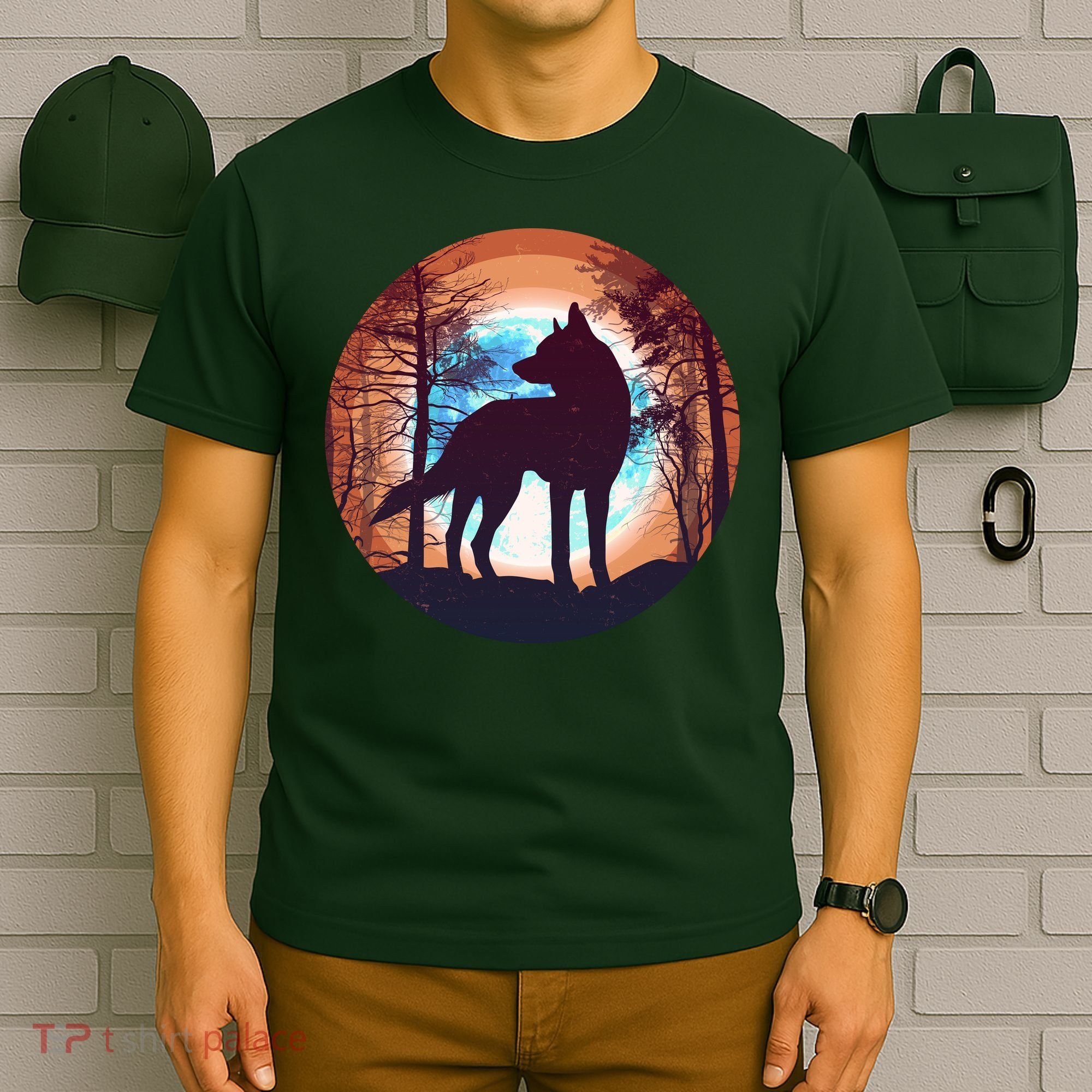 Vintage Wolf Moon Forest T-Shirt