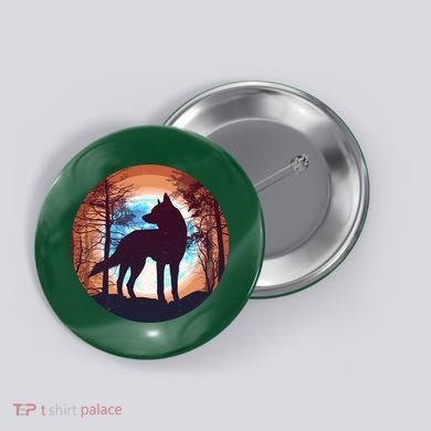 Vintage Wolf Moon Forest Button