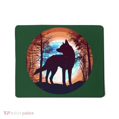Vintage Wolf Moon Forest Mousepad