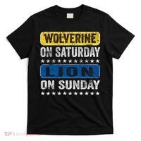 Vintage Wolverine On Saturday Lion On Sunday Detroit T-Shirt thumb 0
