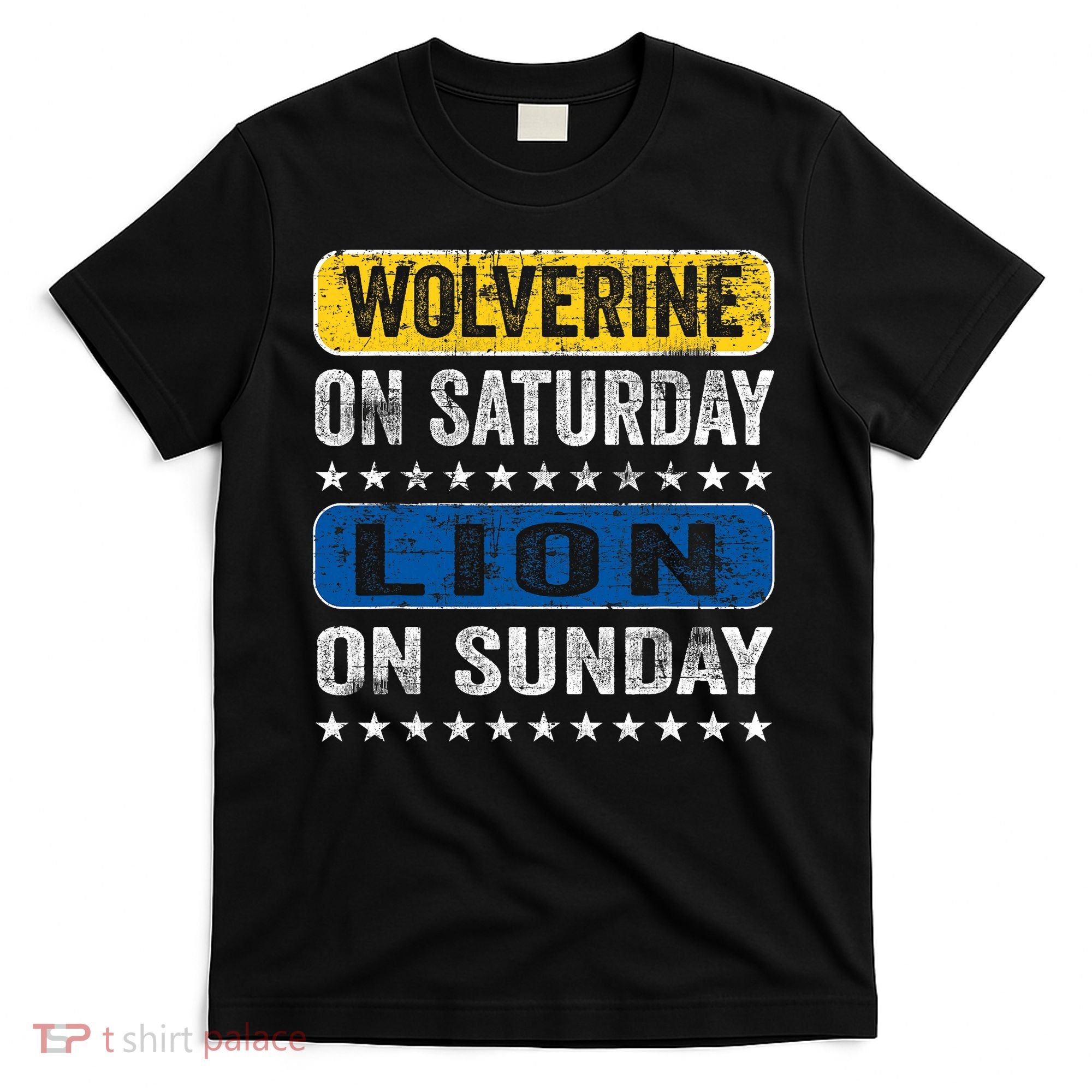 Vintage Wolverine On Saturday Lion On Sunday Detroit T-Shirt