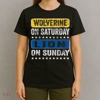 Vintage Wolverine On Saturday Lion On Sunday Detroit T-Shirt thumb 4