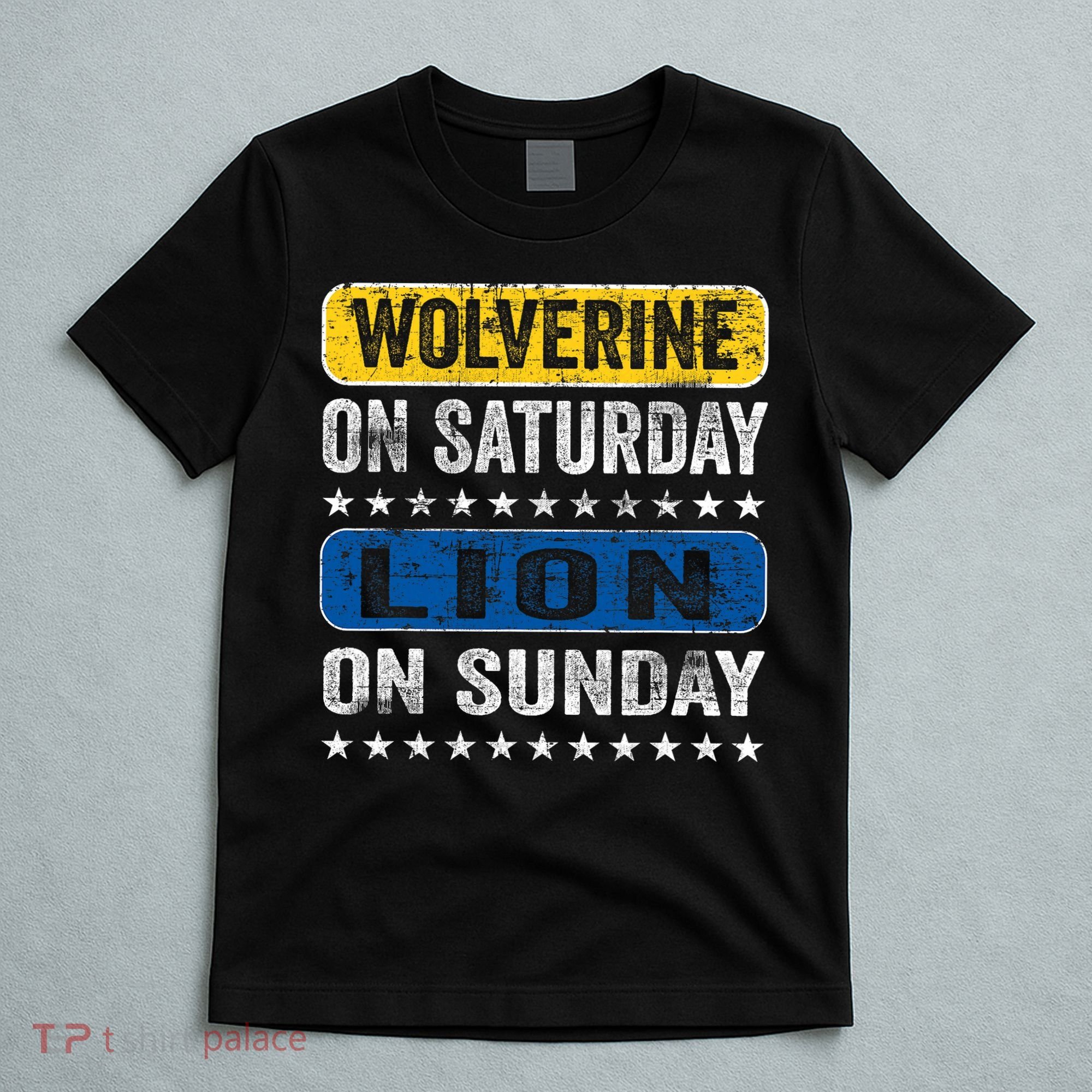 Vintage Wolverine On Saturday Lion On Sunday Detroit T-Shirt