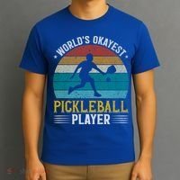Vintage Worlds Okayest Pickleball Player Paddle T-Shirt thumb 3
