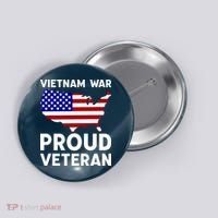 Vietnam War Proud Veteran Button thumb 0