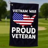 Vietnam War Proud Veteran Golf Towel thumb 1