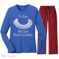 Vote We're Ruthless RBG Ruth Bader Ginsburg Women's Long Sleeve Flannel Pajama Set  thumb 0