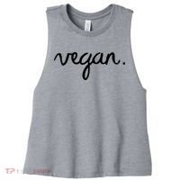 VEGAN Writing Statement Present Simple Eco Men Women Women's Racerback Cropped Tank thumb 0