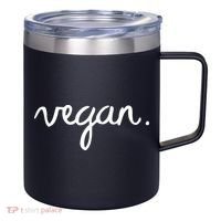VEGAN Writing Statement Present Simple Eco Men Women 12oz Stainless Steel Coffee Mug thumb 0