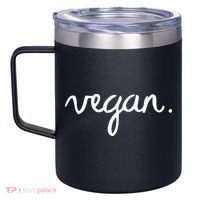VEGAN Writing Statement Present Simple Eco Men Women 12oz Stainless Steel Coffee Mug thumb 2
