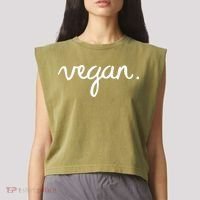 VEGAN Writing Statement Present Simple Eco Men Women Garment-Dyed Women's Muscle Tee thumb 2