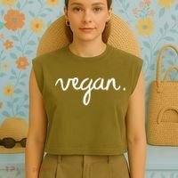 VEGAN Writing Statement Present Simple Eco Men Women Garment-Dyed Women's Muscle Tee thumb 4