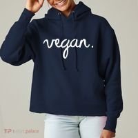 VEGAN Writing Statement Present Simple Eco Men Women Ladies Heavyweight Boxy Pullover Hoodie thumb 0