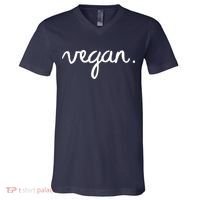VEGAN Writing Statement Present Simple Eco Men Women V-Neck T-Shirt thumb 0