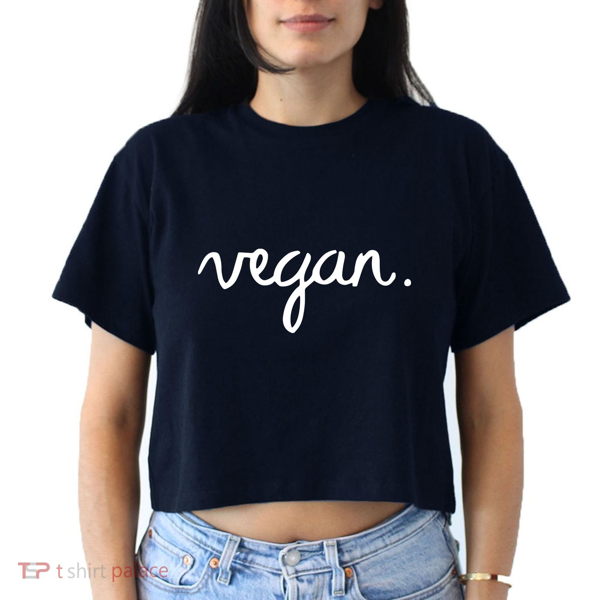 VEGAN Writing Statement Present Simple Eco Men Women Women's Crop Top Tee