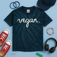 VEGAN Writing Statement Present Simple Eco Men Women Kids Tie-Dye T-Shirt thumb 2