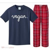 VEGAN Writing Statement Present Simple Eco Men Women Kids Plaid Pajama Set thumb 0