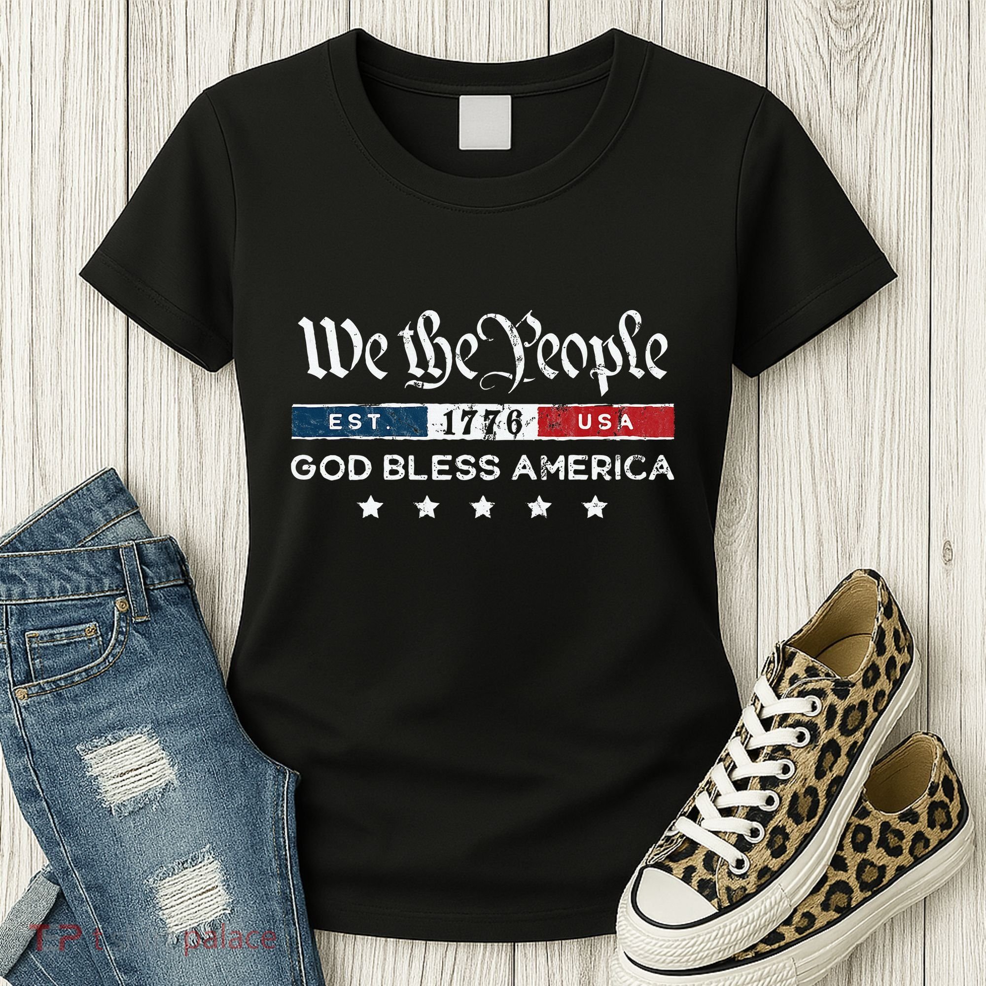 Vintage We The People Usa God Bless America Women's T-Shirt