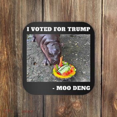 Victory Won Trump I Voted Moo Deng Prediction Garbage Legend Coaster