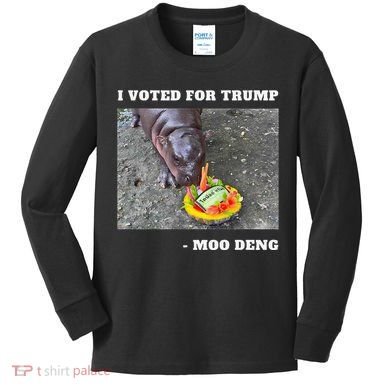 Victory Won Trump I Voted Moo Deng Prediction Garbage Legend Kids Long Sleeve Shirt
