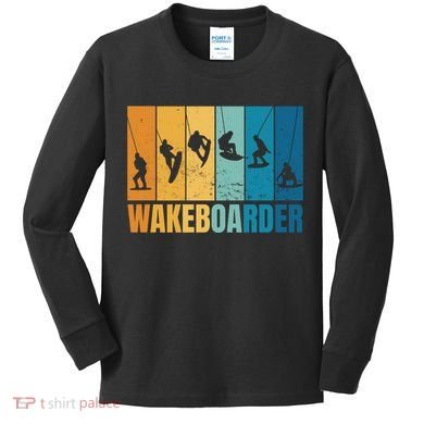 Vintage Wakeboarder Kids Long Sleeve Shirt