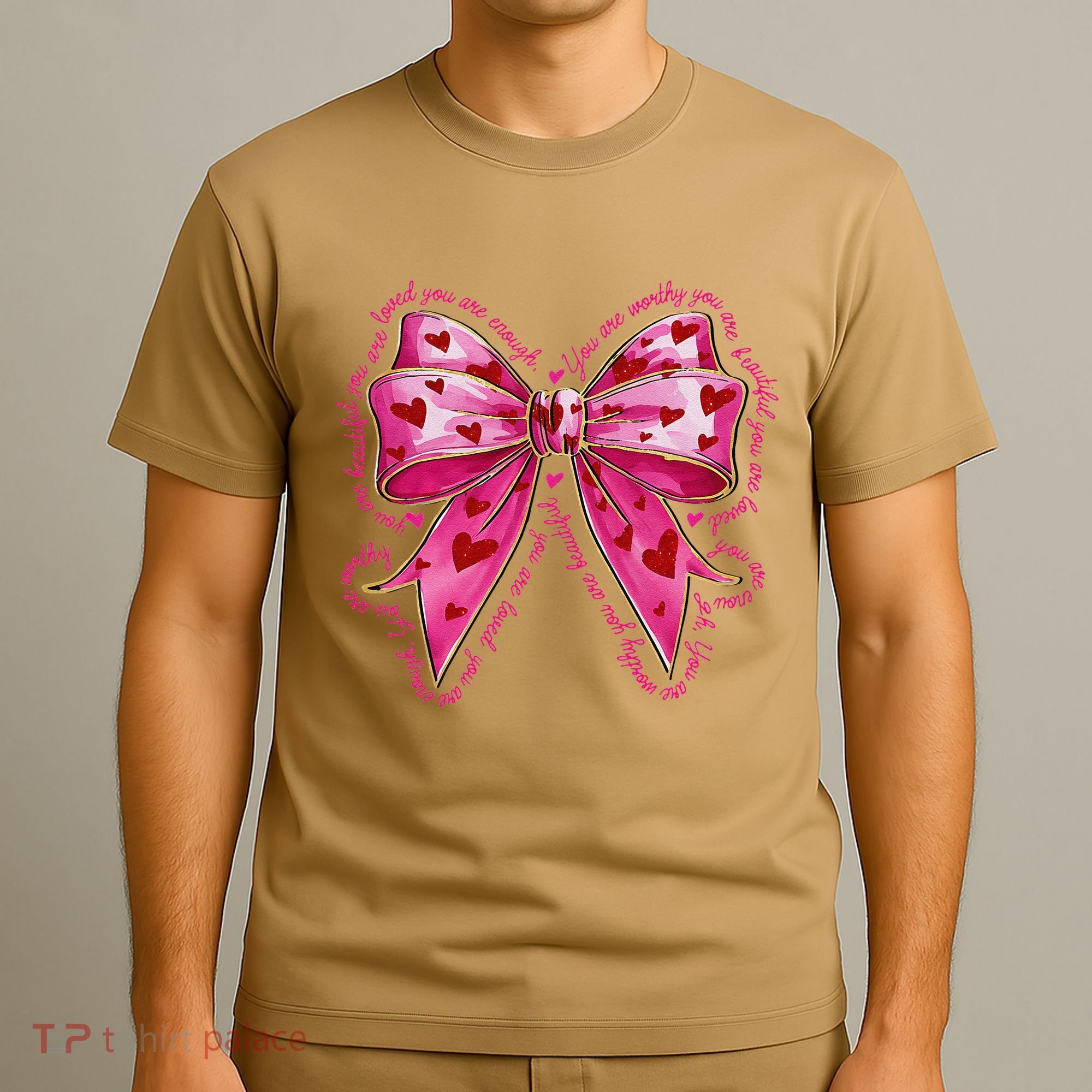 Valentine You Are Loved Worthy Enough Coquette Heart Teacher T-Shirt