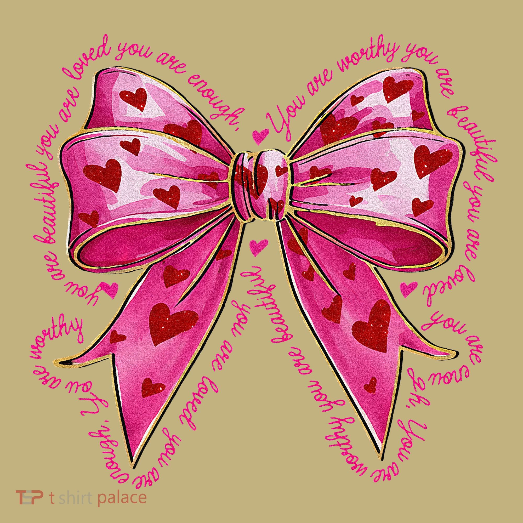 Valentine You Are Loved Worthy Enough Coquette Heart Teacher T-Shirt